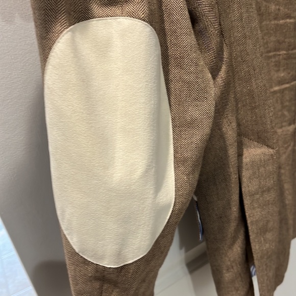 Linen Blazer Vicomte A. 2-Button Light Brown(Tan)/Cream Large EUC - Picture 7 of 14